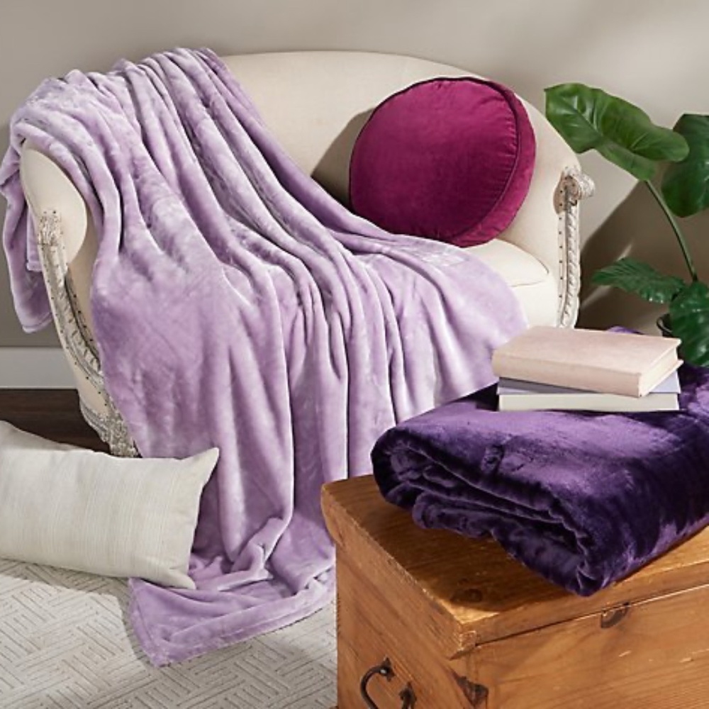 Lavender Plush Throw Berkshire Throw Blanket